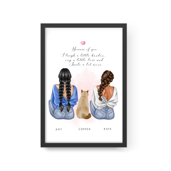 Best Friend Illustration, Custom Portrait, Birthday Gift for friend