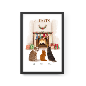 Christmas Gift for Dog Lovers, Personalized Pet Portrait, Digital Dog Portrait