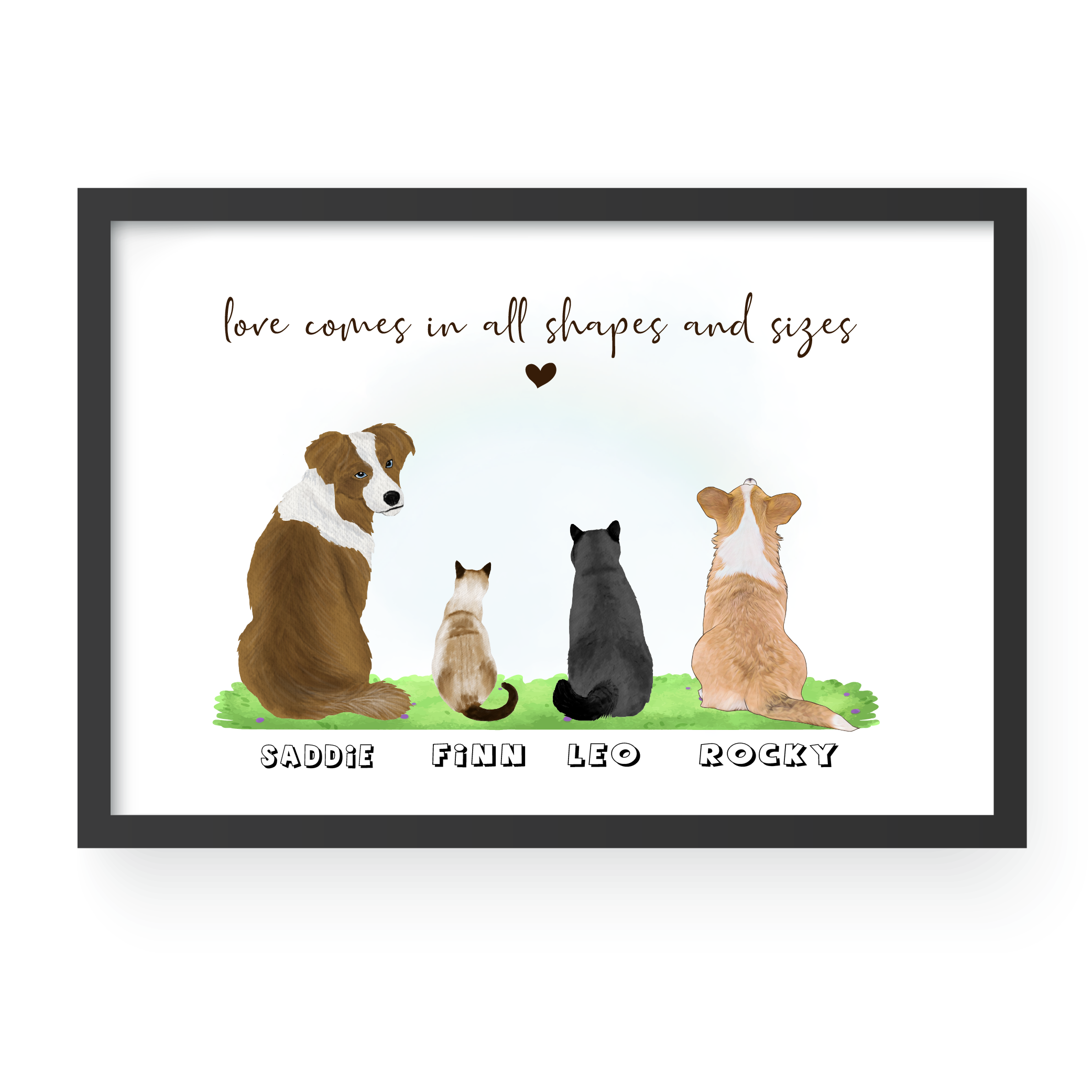 Custom Dog and Cat Portrait, Personalized Gift for Pet Lovers