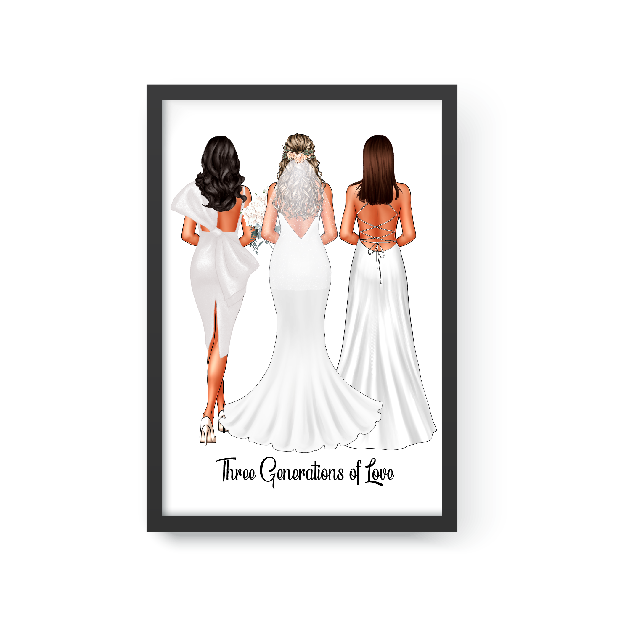 Gift for Grand Mother, Wedding Print, Family Portrait, Marriage Gift