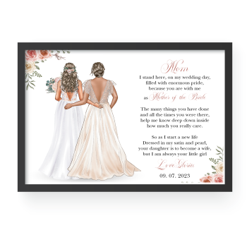 Custom Bride and Mother Portrait, Mother of the Bride Gift