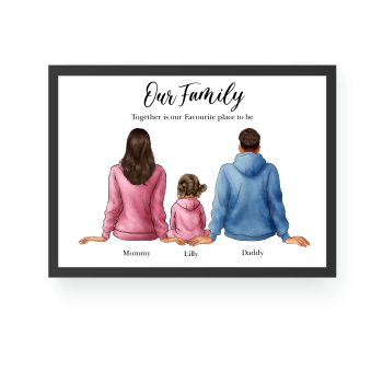 Mom and Dad with Kids Print, Custom Family Portrait, Personalized Family Portrait
