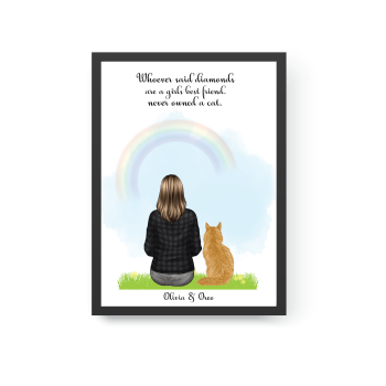 Personalized Pet Portrait Print, Pet and Owner Gift, Custom Pet Portrait
