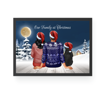 Personalized Christmas Couple Portrait with Pet