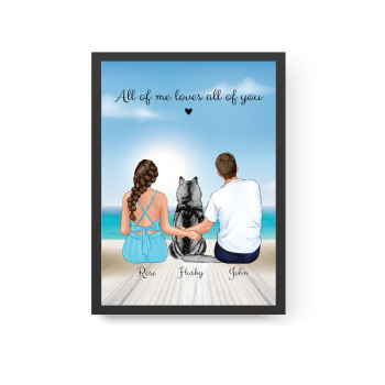 Custom Couple Portrait with Pet