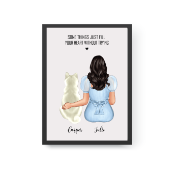 Dog and Mom Portrait, Custom Pet Portrait, Pet Owner Gift