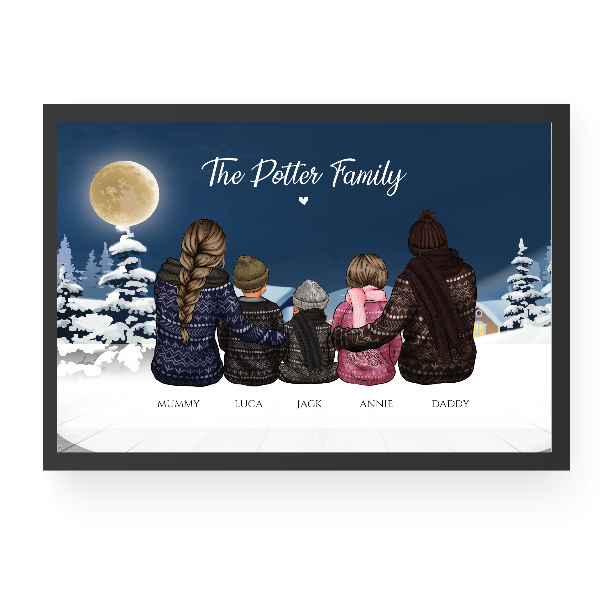 Personalized Family Portrait, Custom Xmas Gifts