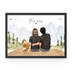 Personalized Family Print, Young Couple Portrait with Pet,