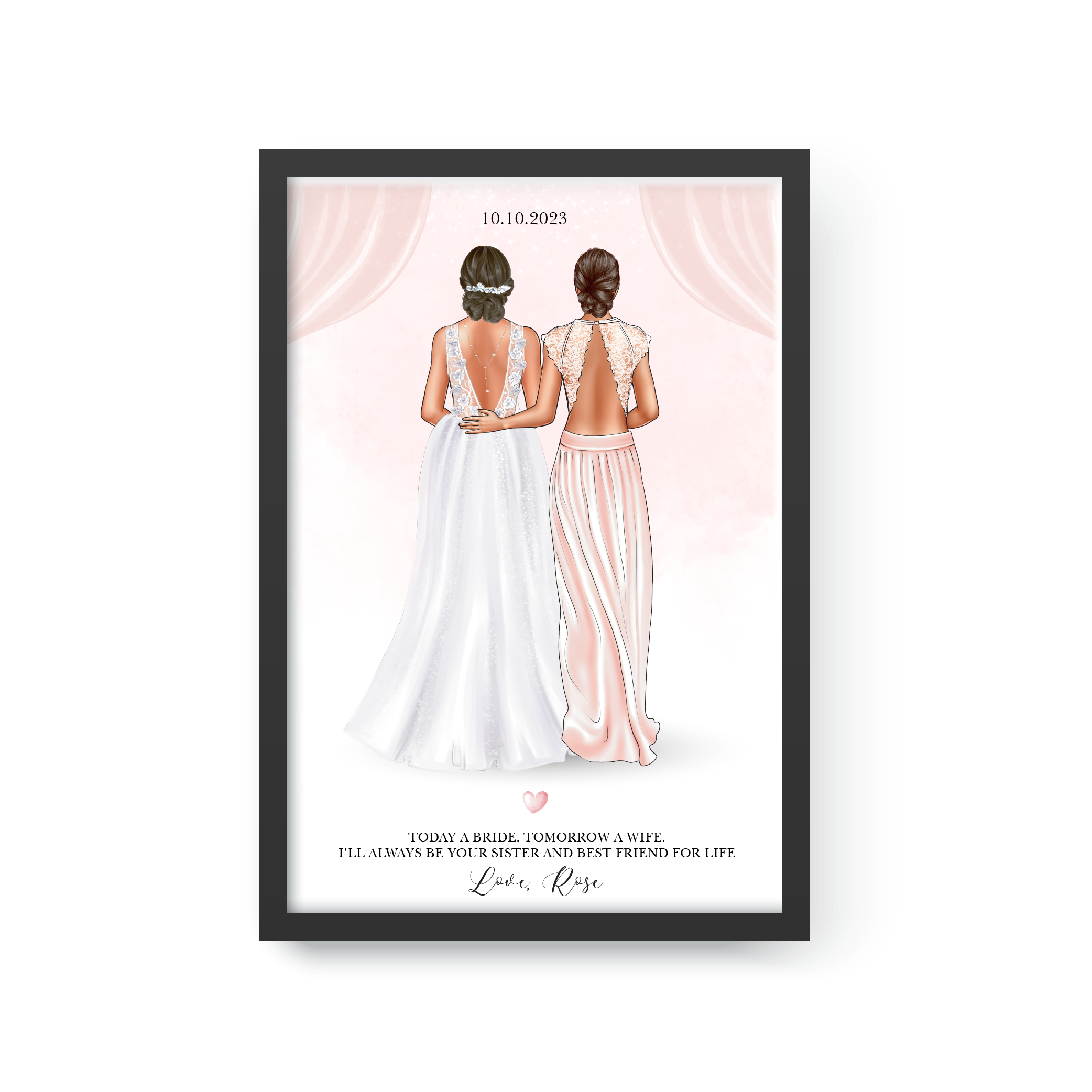 Sister of the Bride Gift, Custom Family Portrait, Gift from Bride